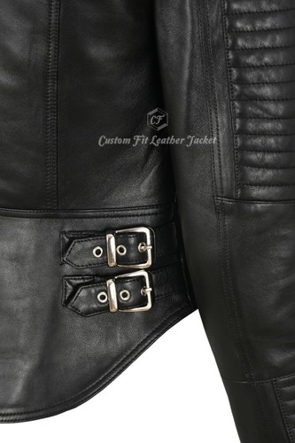 CATARINA Ladies Cropped Biker Fashion Leather Jacket with Dovetail - Picture 6 of 7