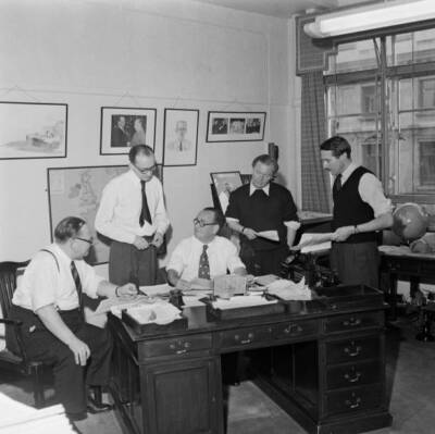 Editor Arthur Christiansen At Work In The Daily Express Newspaper Old Photo