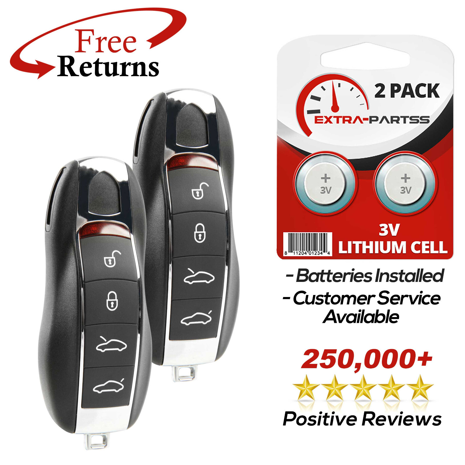 2 Remote Keyless Entry Key Fob Replacement Blade for Porsche 4b (KR55WK50138)