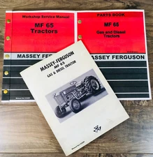 Set Massey Ferguson 65 Tractor Service Parts Catalog Operators Manual Shop Book