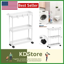 Slim 3-Tier Rolling Storage Cart with Handle for Narrow Spaces