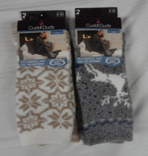 CUDDL DUDS Ladies Plush Fill Boot Crew One Size 4-10 Sock 4-Pack - NEW