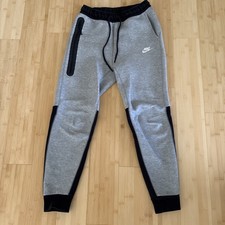 Nike TECH FLEECE  Joggers US Men Size S Gray & Black  Zip Pocket Athletic Pants