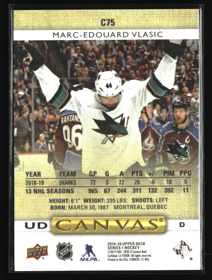 2019-20 Upper Deck - UD Canvas - #C75 Marc-Edouard Vlasic - San Jose Sharks - Image 2 of 2