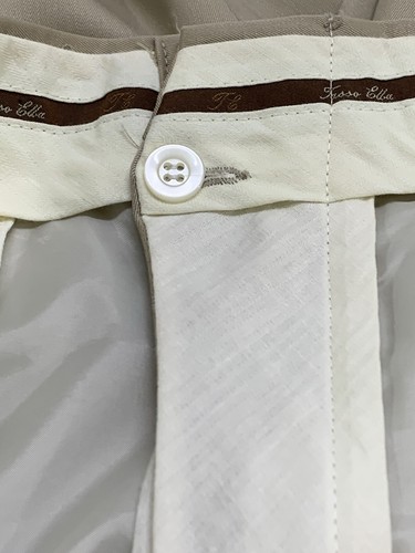 Tasso Elba Lanificio Comero Super 100’s Tan Pleated Cuffed Lined Pants 40X30 - Picture 7 of 9
