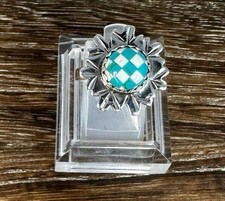 Native Southwest Sterling Silver Turquoise Checkerboard Ring Sz 6