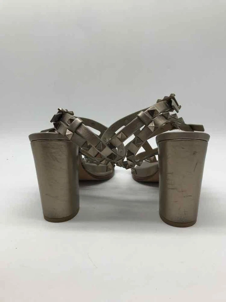 Valentino Gris Talla 37 Rockstud Gladiador Correa Tobillo Tacón Foto 3 de 4