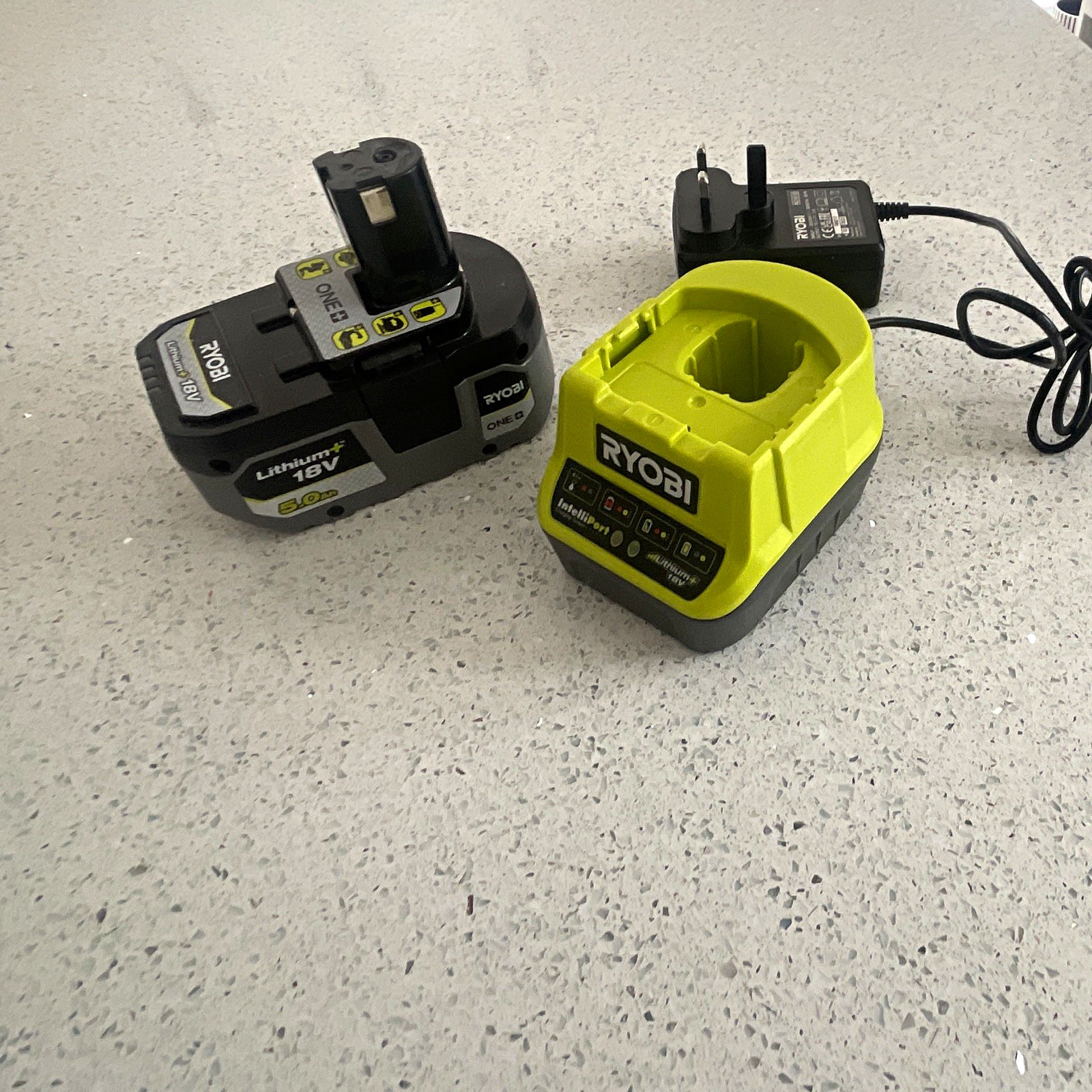 Ryobi ONE+ 18V 5.0Ah Li-Ion Battery & RC18120 Charger Kit, Black