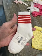 Socks Janie Jack boys size 4 to 5 white with blue or red stripes Or 12-24 Mos NW