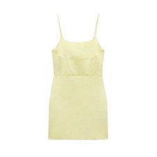NWT Yellow Zara Satin Effect Short Mini Stap Slip Dress Size M