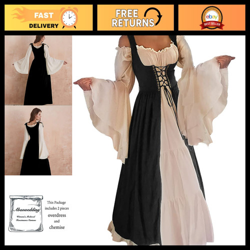 Medieval Renaissance Women's Costume Dress - Cosplay Overdress for Parties