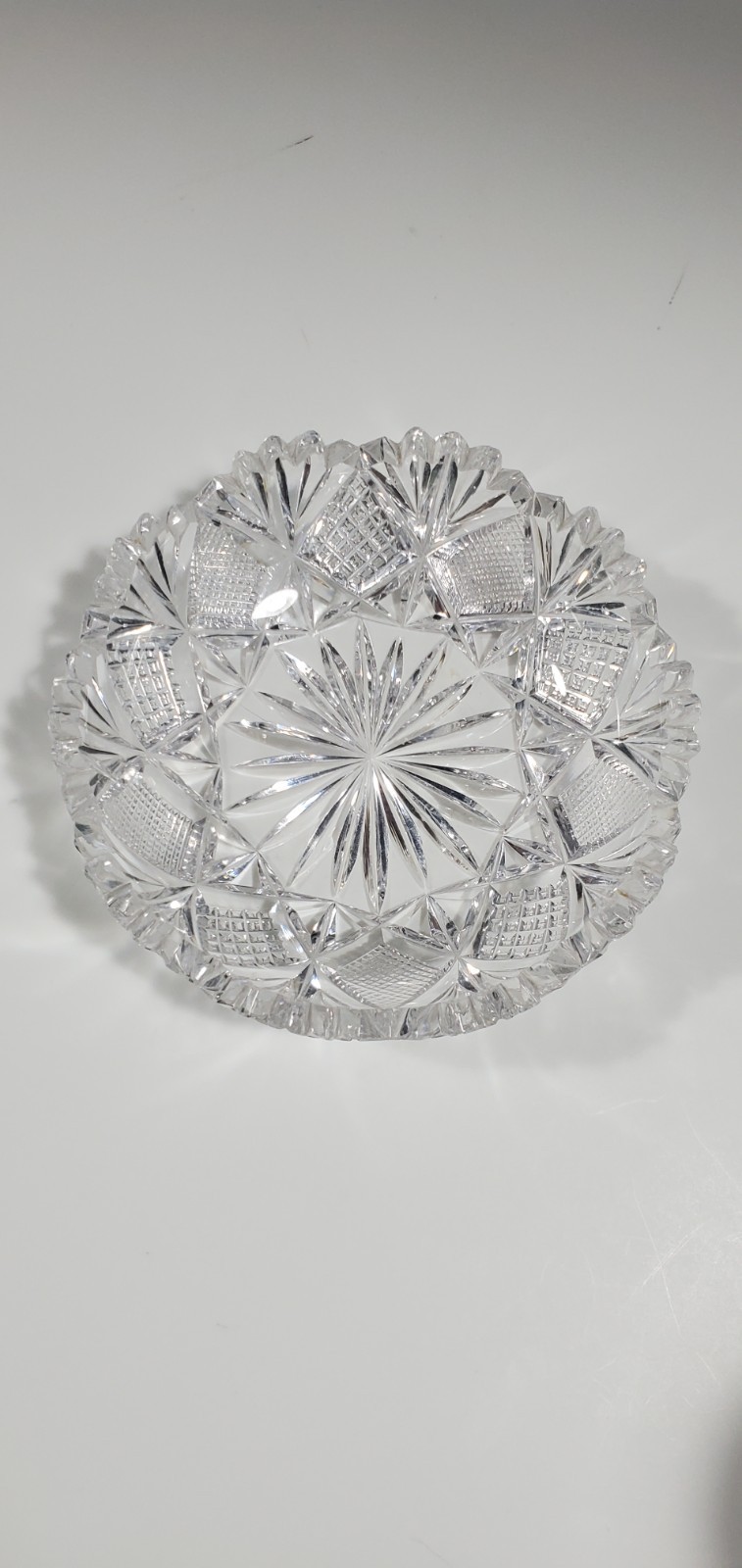 Vintage Heavy Lead Crystal Cut Glass Candy Dish with Sparkle