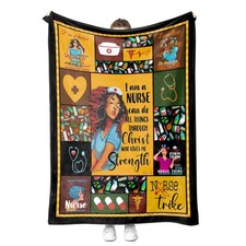 Nurse Gifts for Women Black Soft Fleece Throw Blanket 60x80