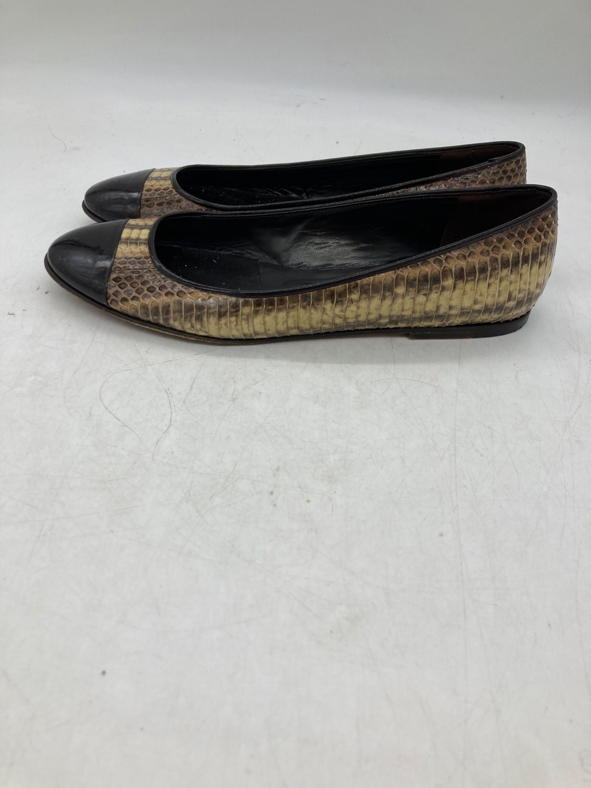 Manolo Blahnik Brown Python Print Leather Ballet … - image 5