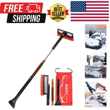 Car Snow Brush with Ice Scraper and Squeegee 3 in 1, 50" Extendable Cleaning ...