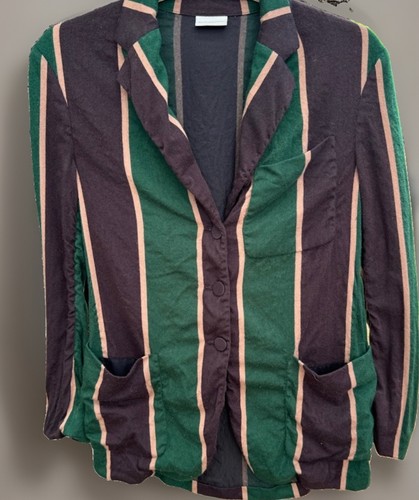 Dries Van Noten Striped Wool Blazer Cupro Preppy Avant Garde Vintage 90s