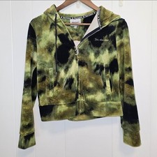 Y2K Juicy Couture Camo Velour Zip-Up Track Hoodie Size Small