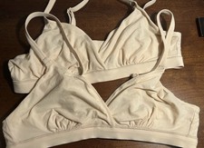 Quince Stretch Bralette 2-pack Neutral Color Large -NEW- CL99