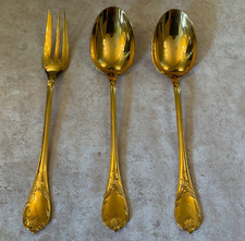 3 SERVING PCS CHRISTOFLE  MARLY  GOLD ELECTRO...