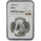 1898 O Morgan Silver Dollar MS 66 NGC Uncirculated $1 Coin Collectible