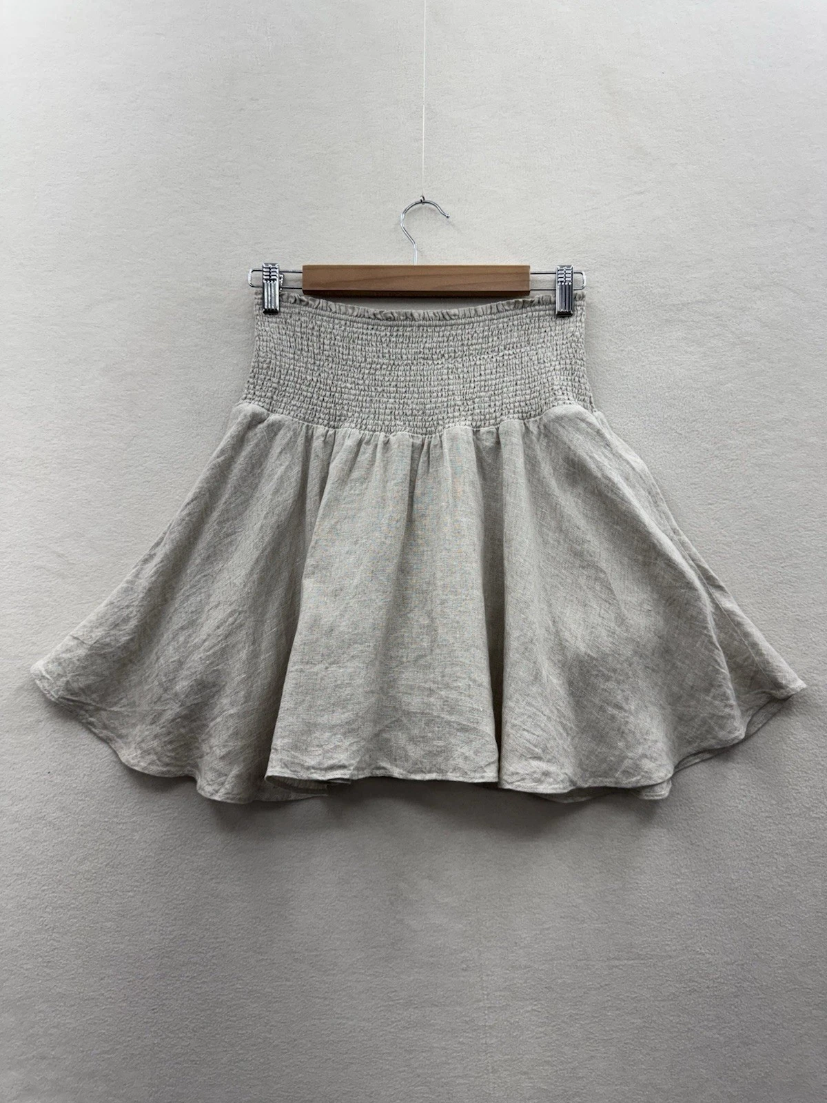 J.Crew Women’s Medium Tan Smocked Waist Lined Linen Mini Skirt