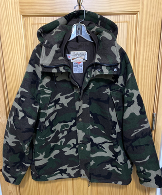#ad Cabela#x27;s Vintage Wool Goretex Camo Hunting Jacket Men#x27;s XL Hooded USA $125.00