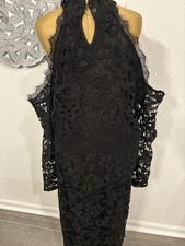 Boho dress women’s size 20 black lace cold shoulder sweetheart long sleeve
