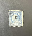 US Perfin Stamp Franklin 20c Hartford Fire Insurance Company Rated E — photo 2
