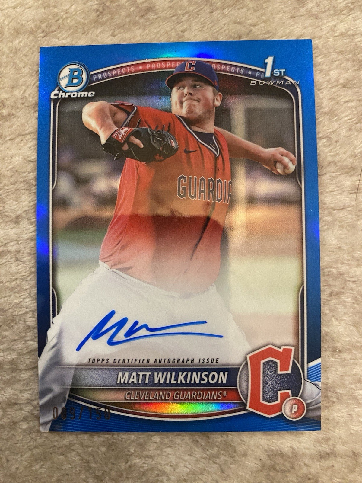 2025 Bowman Matt Wilkinson Chrome Auto Blue Refractor 1st #009/150