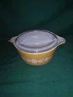 Vintage Corning Pyrex 475-B 2.5 qt Baking Dish - Amber Orange with Lid