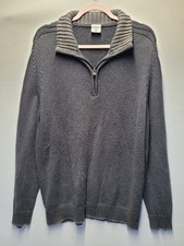 Columbia Mens XL Knit Navy Blue Grey Pullover Sweater 3632