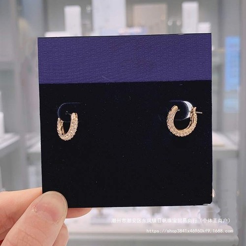 Swarovski Half-Circle Ear Cuff Earrings Shining Hoop Pierced Earrings