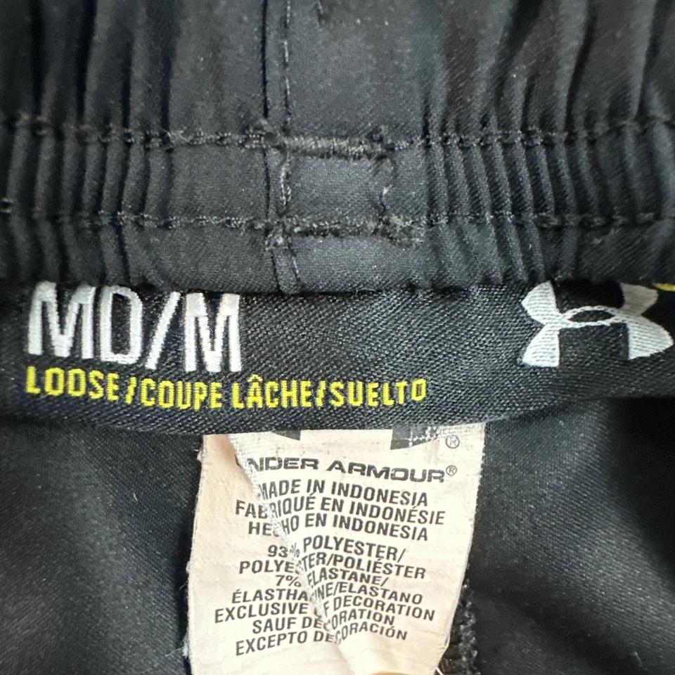 Pantalones deportivos Under Armour para hombre M sueltos negros/amarillos bolsillos a rayas cremallera al tobillo Foto 3 de 4