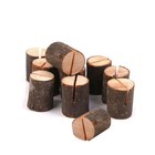 12pcs Wood Pile Name Place Photo Holders Wooden Bark Memo Holder Stump Shape