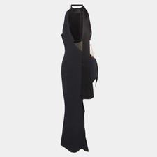 David Koma Black Crepe CutOut Long Dress M
