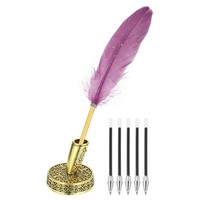 Federn Kugelschreiber Bulk, Metallhalter Mit 5 NachfüLlern FüR Purple