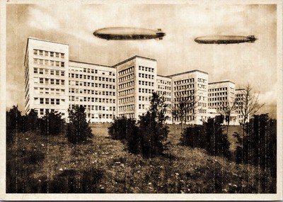 Mint Germany RPPC Postcard Aviation Frankfurt IG FARBEN and Zeppelins
