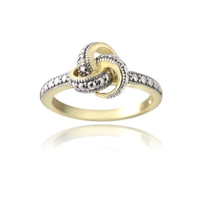 Goldfarben über 925 Silber Liebesknoten Diamant Akzent Versprechen Ring