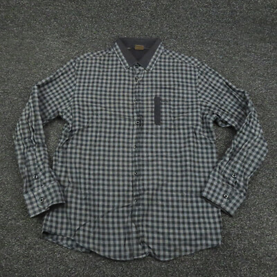 Edenbo Shirt Adult XL Gray & Black Plaid Button Up Long Sleeve Flannel Mens