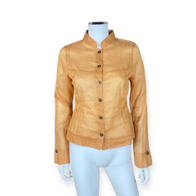 Mais il est ou le Soleil Women's NEW Yellow Cotton Sheer Button Up Top 1