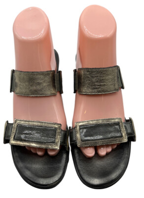 NAOT Wedge Gray And Gold Sz (39 EU) Women Slide Sandals