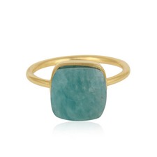 Natural Amazonite Gemstone 18k Gold Plated Engagement Stackable Ring