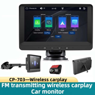 Portable 7'' Wireless Apple Carplay IPS Touch Screen Bluetooth Car Stereo Radio