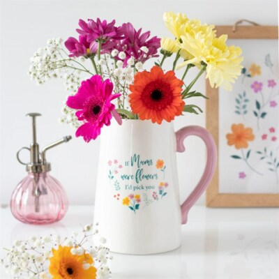 SCHÖNER 17 CM KERAMIK MUTTERTAG GESCHENK BLUMENKRUG BT_07622