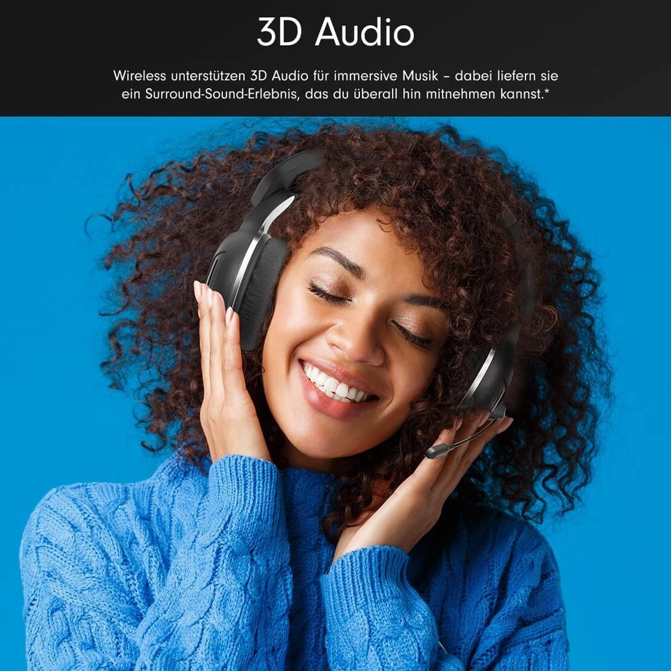 Wantek Cuffie Gaming Wireless con Microfono Cuffie Bluetooth HiFi Pieghevoli - Immagine 2 di 4