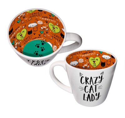 Crazy Cat Lady Keramik verziert Geschenk Tasse mit Geschenkbox Neuheit Geschenke für Frauen