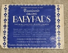 Vntg c1939  Dennison's SAMPLE  Baby Pads Diaper Liners In Orig Demonstation Pkg