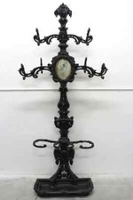 Antique English Cast Iron Hal Tree Umbrella Stand Coat Rack
