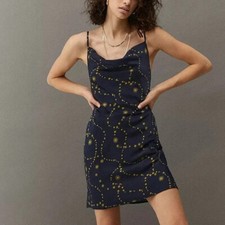 Urban Outfitters Mallory Celestial Slip Dress, Navy & Gold, Sz XS