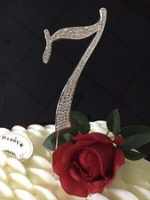 120mm Silver Rhinestone Number Cake Topper 7 Seven Birthday Anniversary Party